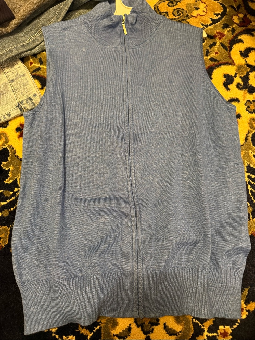 Light Blue Zip-Front Sleeveless Sweater Vest